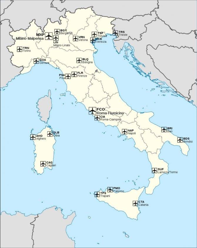 Регионы италии — название и расположение на карте