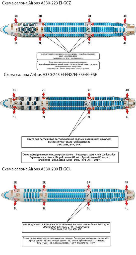 Схема салона airbus a330-200 и airbus а330-300 аэрофлота