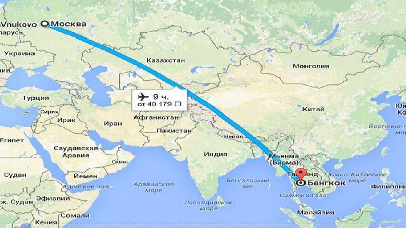 Сколько лететь до тайланда из москвы прямым рейсом