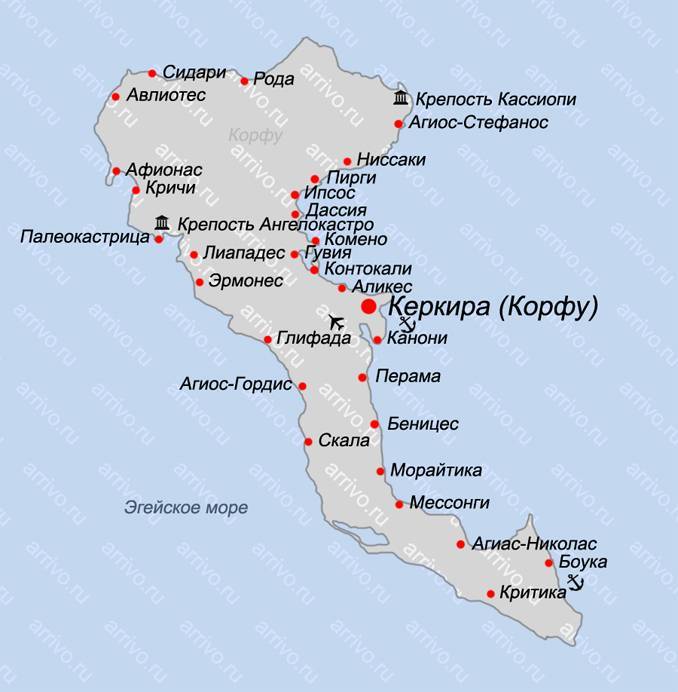 Аэропорт корфу: название, расположение на карте греции