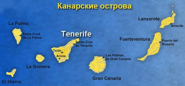 Где находится тенерифе на карте мира и испании