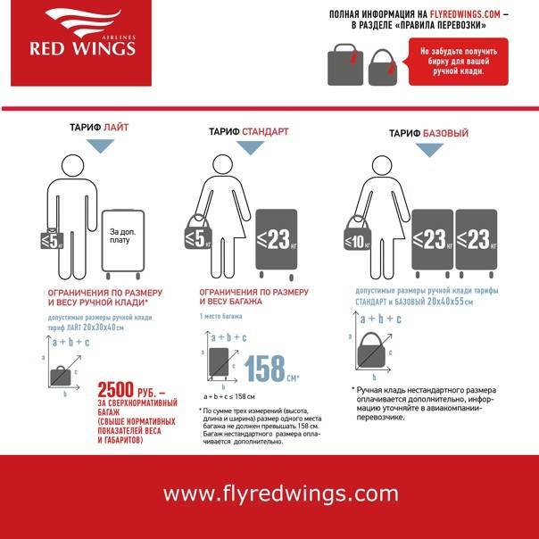 Размер и вес ручной клади авиакомпания red wings: требования и нормы