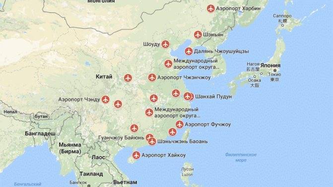 Аэропорты Украины на карте