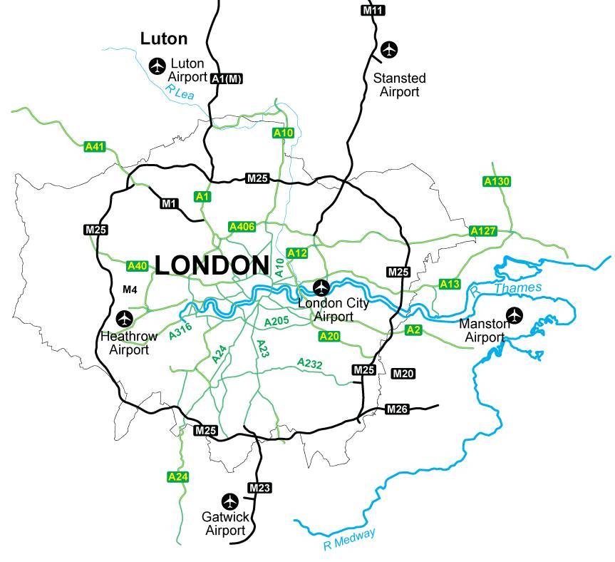 Аэропорты лондона на карте: хитроу, гатвик, сити, полный список названий