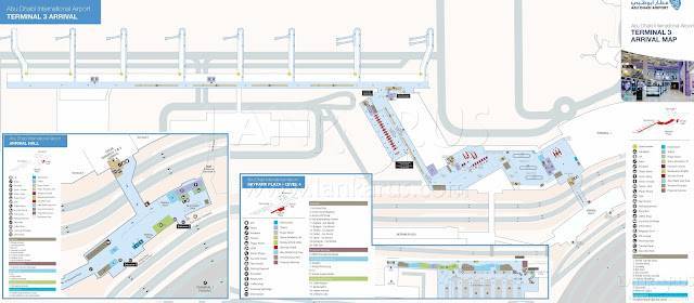 Схема терминалов и месторасположение аэропорта Абу-Даби