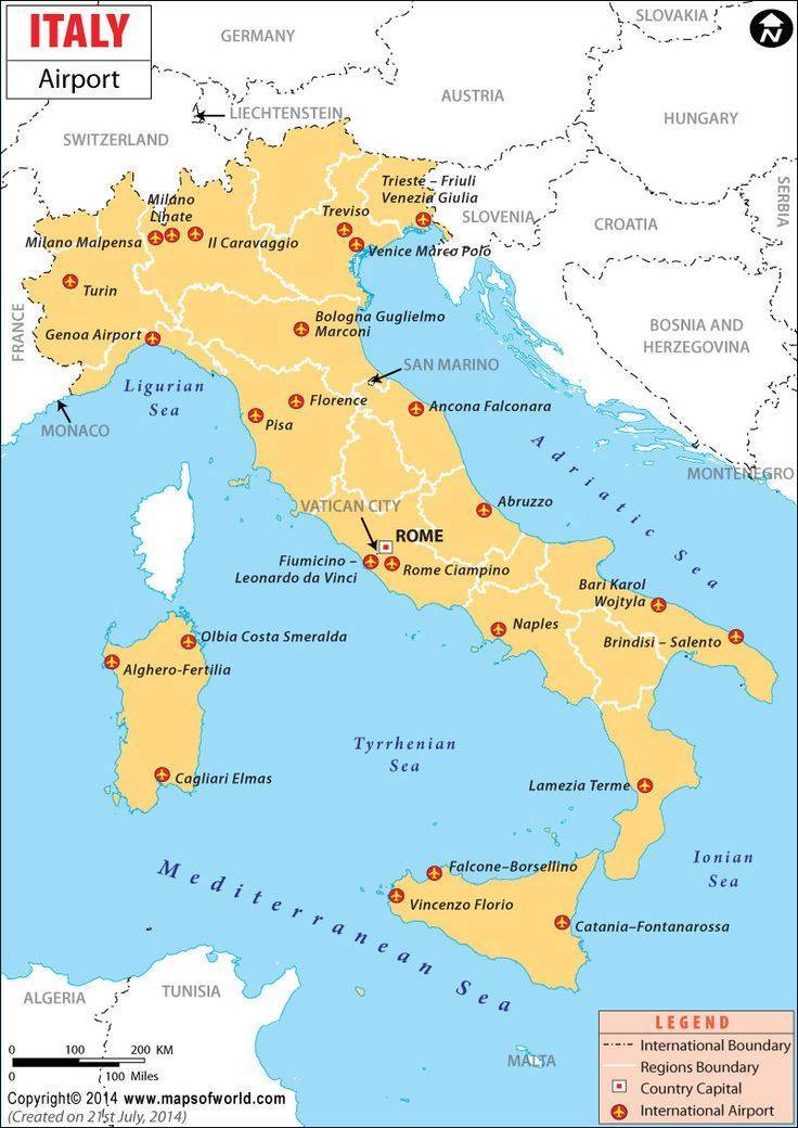 Международные аэропорты италии: список крупнейших аэровокзалов, расположение на карте