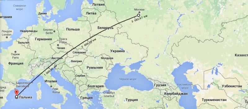Сколько лететь до испании из москвы и других крупных городов