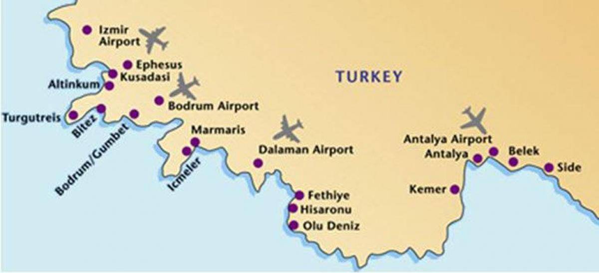 Турецкие аэропорты: описание, расположение, маршруты на карте