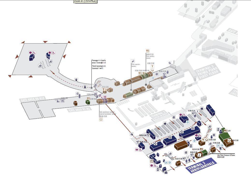 Карта аэропорта Фьюмичино в Риме
