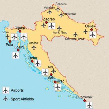 Международные аэропорты хорватии на карте: полный список, названия аэропортов