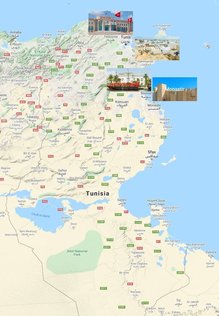 Аэропорты туниса список