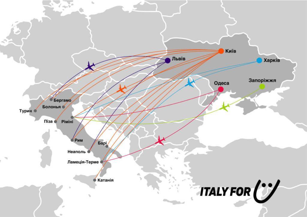 Международные аэропорты материковой и островной части италии