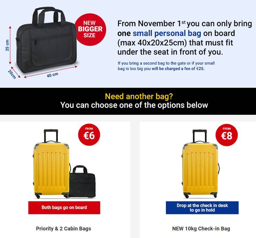 Нормы и правила перевозки вещей в авиакомпании «Ryanair»: ручная кладь и багаж, новые требования
