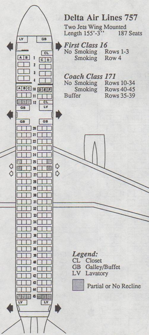 Боинг 757-200 (boeing 757-200) схема салона, лучшие места