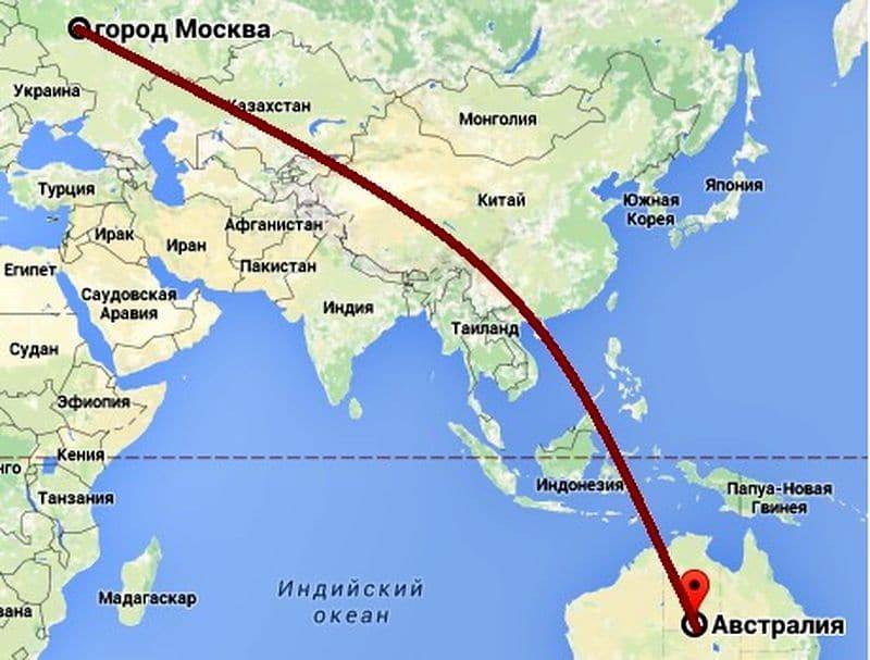 Время в пути на самолете Москва — Сеул