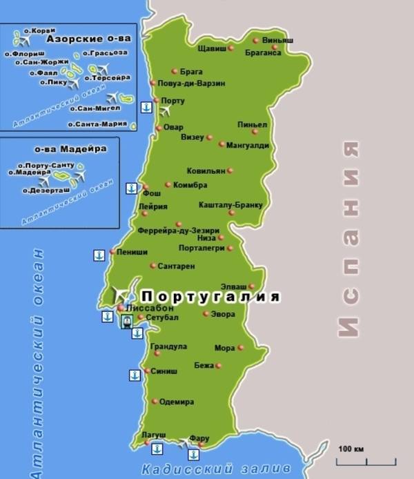 Аэропорты португалии на карте