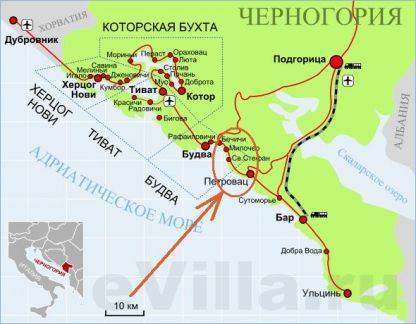 Аэропорты черногории на карте, список аэропортов черногории