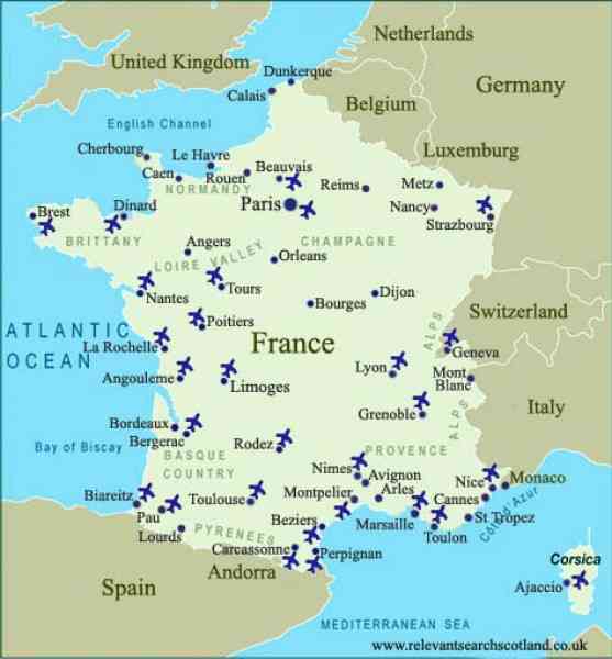Французские аэропорты: описание, расположение, маршруты на карте