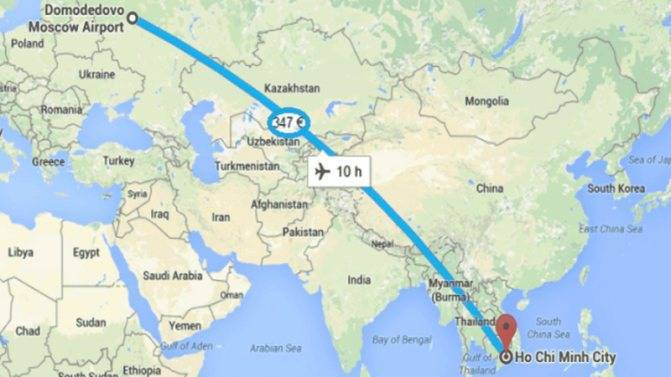 Сколько часов лететь до вьетнама (нячанга) из москвы и других городов