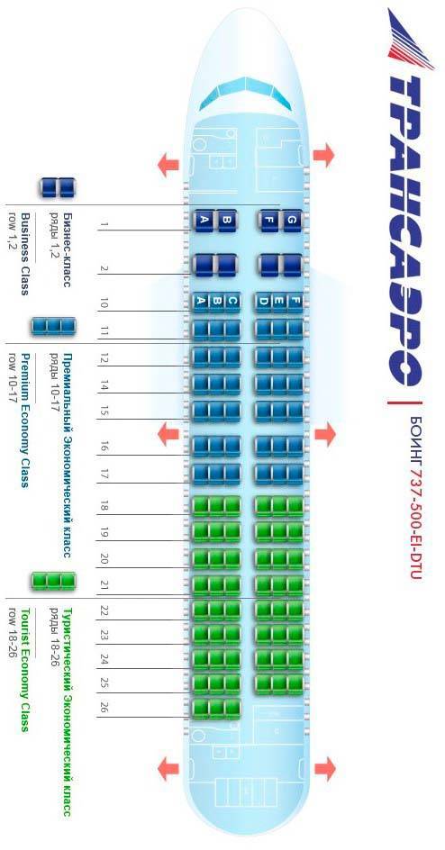 Схема boeing 737–500: лучшие места в самолете
