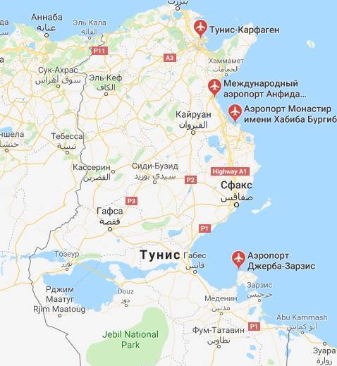 Информация об аэропортах туниса: расположение, карта, адреса, телефоны