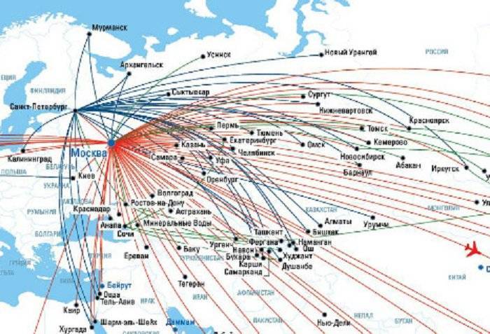 Список направлений аэрофлота - list of aeroflot destinations