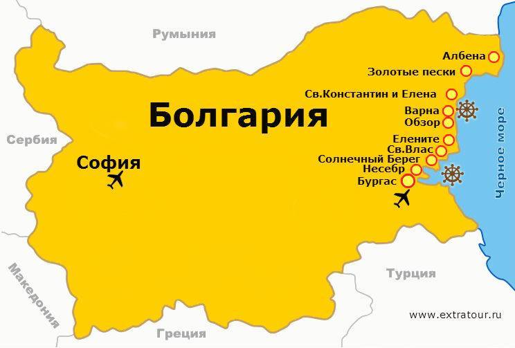 Международные аэропорты болгарии на карте - туристический портал