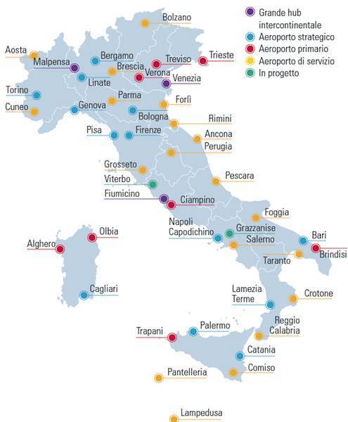 Международные аэропорты италии на карте