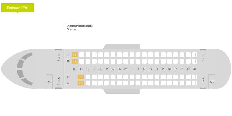 Схема салона и лучшие места airbus a320-100/200 s7 airlines