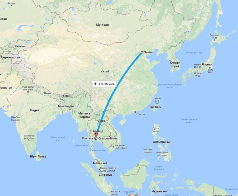 Сколько времени длится полет из москвы в тайланд