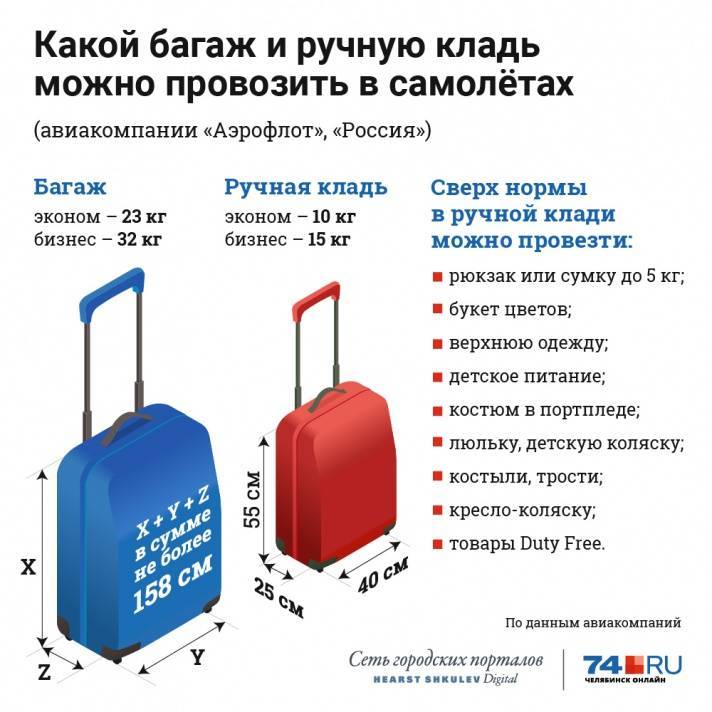Допустимый вес и габариты багажа для перевозки в самолете в 2021 году