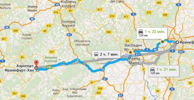 На чем доехать из аэропорта до центра франкфурта-на-майне?