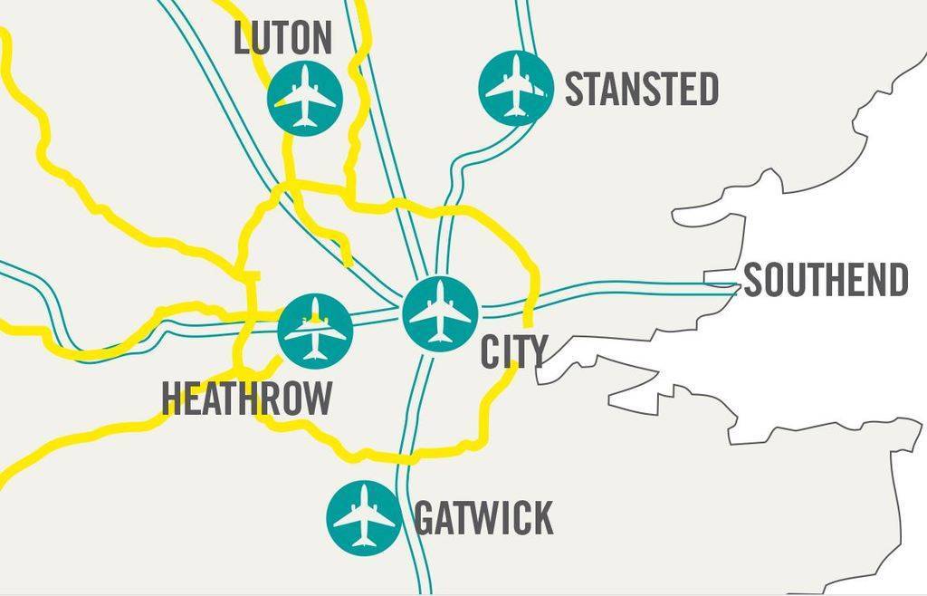 Лондонские аэропорты: описание, расположение, маршруты на карте
