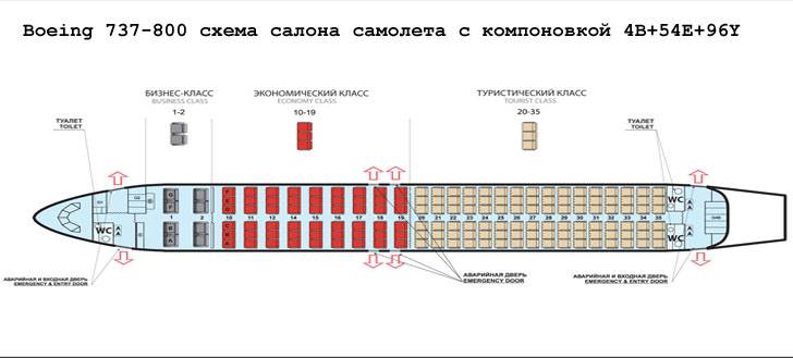 Схема салона и лучшие места boeing 737 800 авиакомпании россия