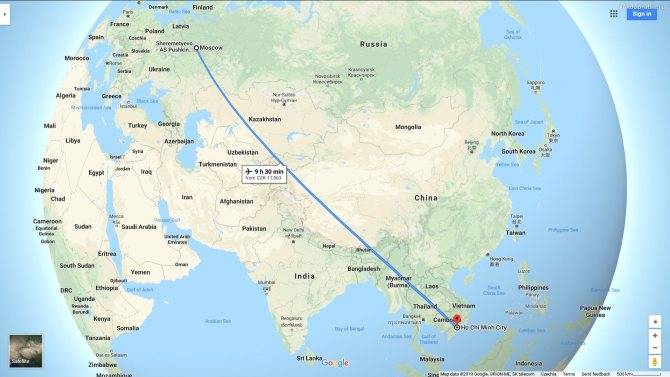 Вьетнам: сколько лететь из москвы