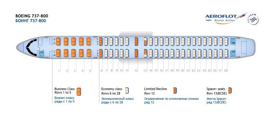 Боинг 737-800: схема салона, лучшие места и фото