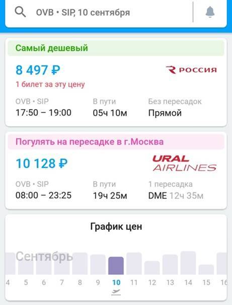 Стоимость перелета Москва — Симферополь и обратно