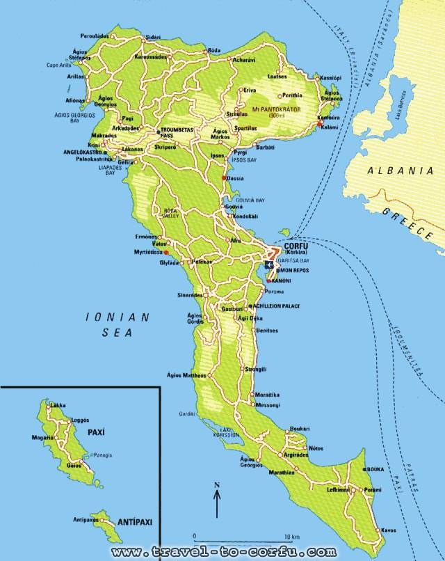 Корфу: описание аэропорта, расположение, маршрут на карте