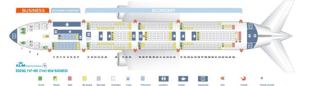 Схема салона Боинг 747-400: лучшие места