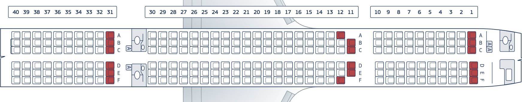 Расположение мест в самолете боинг 757-200