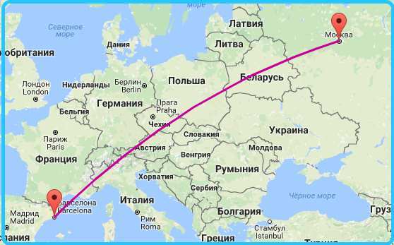Сколько лететь до испании из москвы и других крупных городов.
