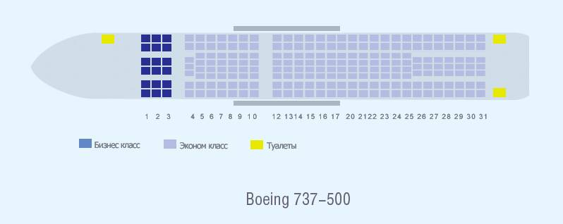 Схема салона и лучшие места boeing 737-500 utair | авиакомпании и авиалинии россии и мира